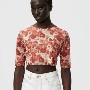 NWT. Ganni Printed Mesh Top. NEW